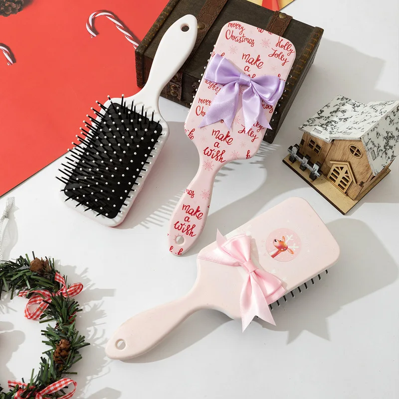 Hair Comb With Mirror Foldable Comb Travel Portable Massage Women Girl Hair Brush Pink Bowknot Comb Styling Tools Gift view 2