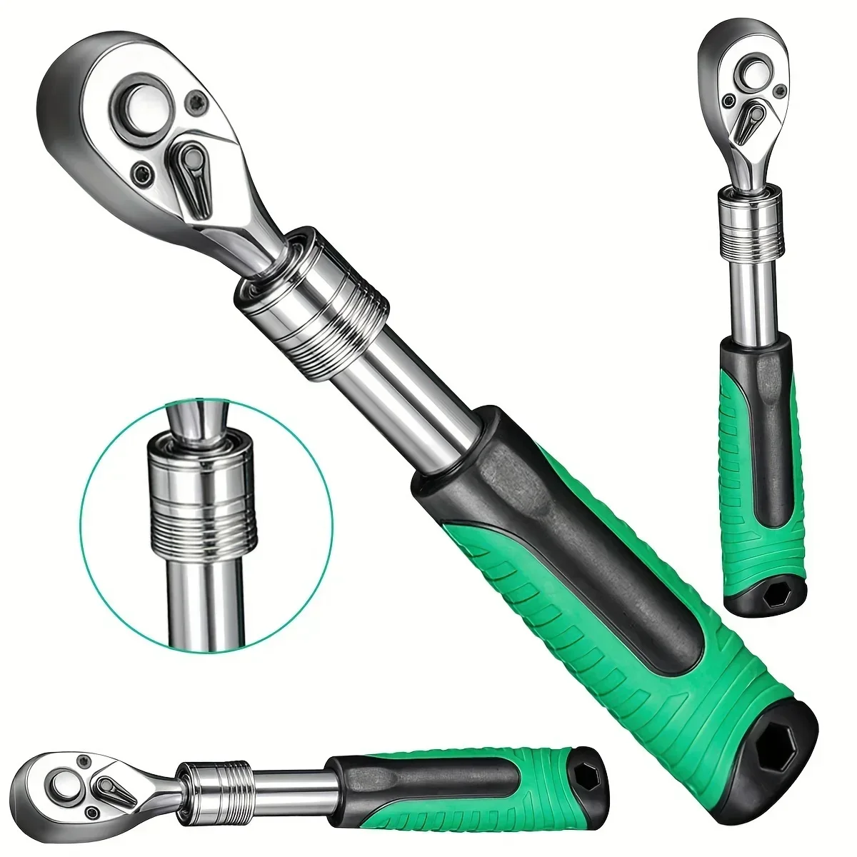 Car Motorcycle 1/4，3/8，1/2 Inch Drive Socket Ratchet Set Extendable Handle Wrench 72-Tooth ReversibleSocketWrenchMechanical Tool