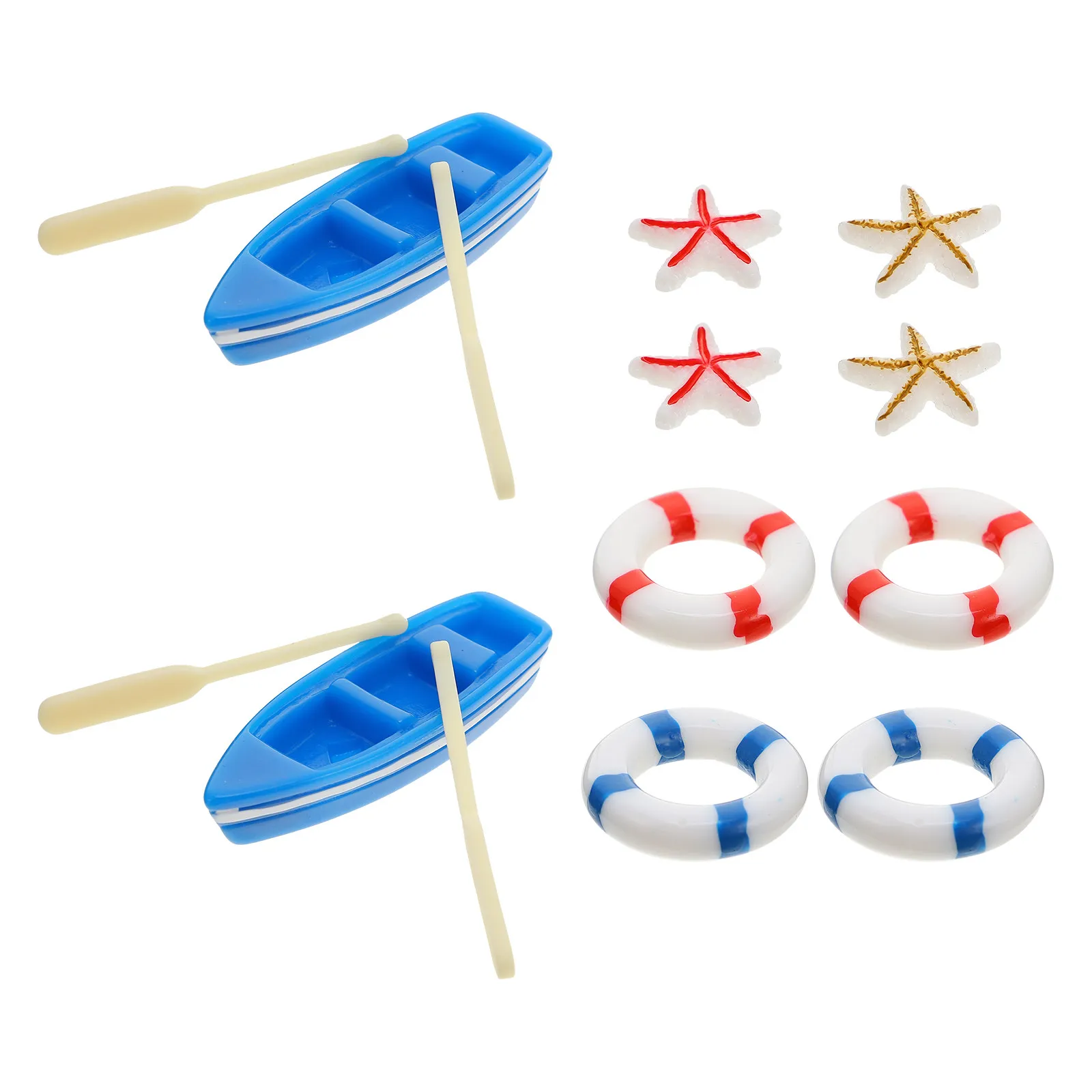 1Set Exquisite Hand-Painted Miniature Sea View Adornments Lovely Paddles Lifebuoy Shape Decorative Crafts for Mini Garden Moss