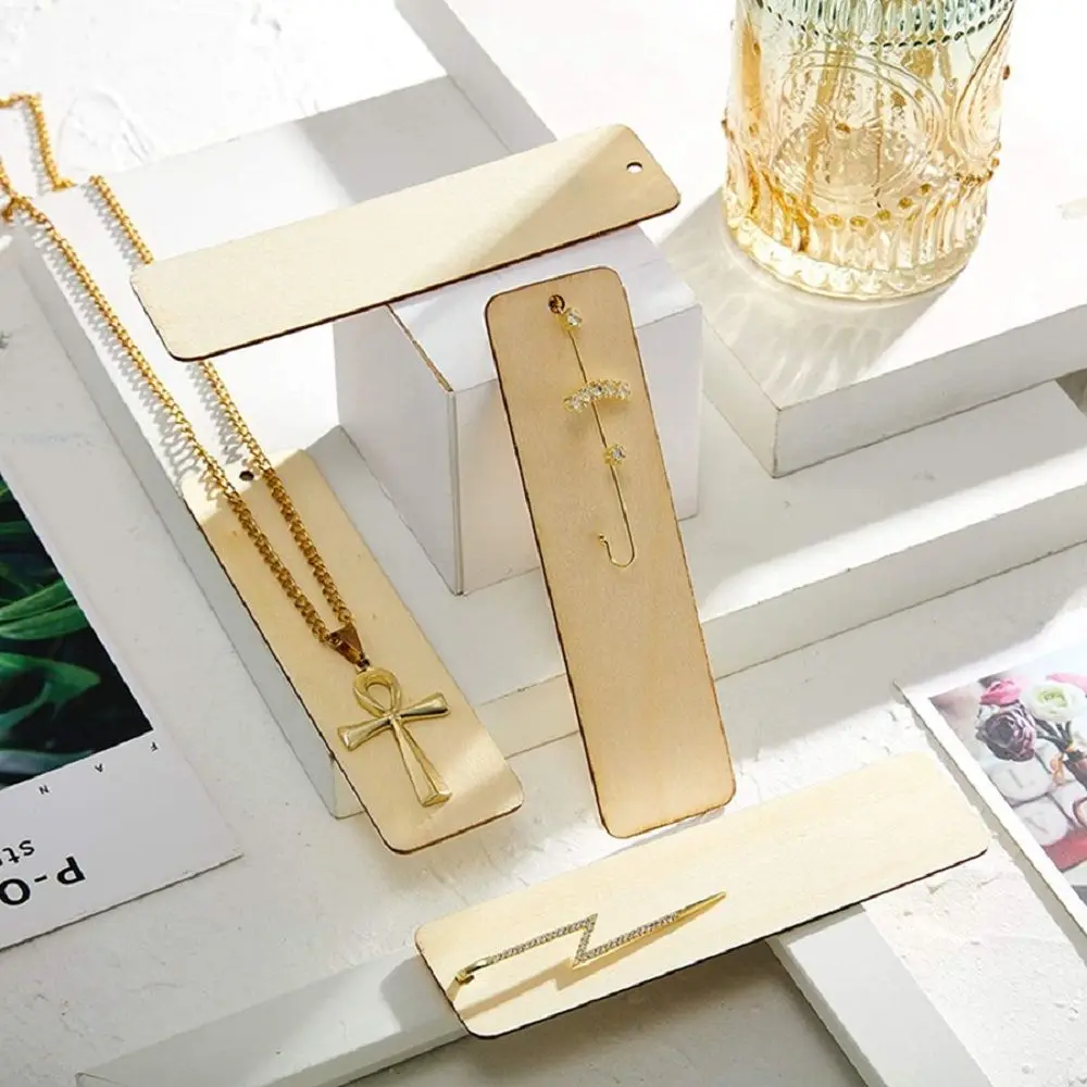 Labels Wooden Sign Desk Supplies Message card For Home Decoration Wooden Bookmark Diy Handmade Craft Reading Book mark Blank
