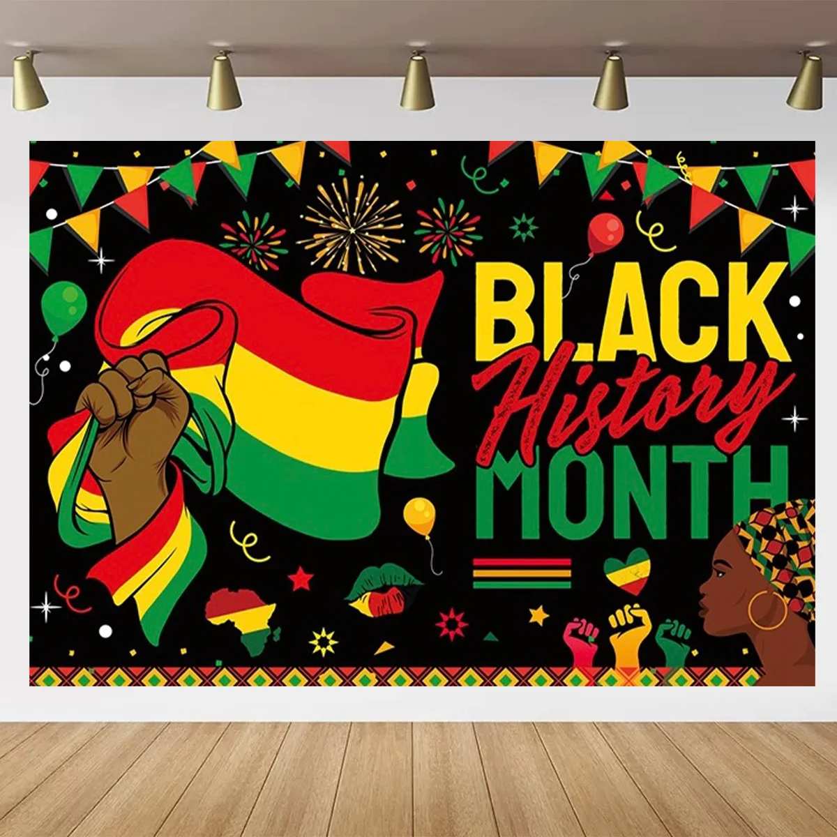 Black History Month Theme Background Commemorating the Past African American Festival Party Decoration Background June 10 Decor