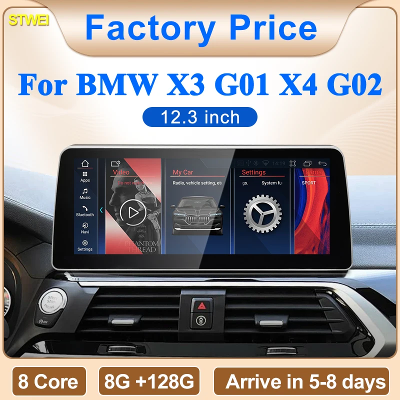 STWEI 12,3 zoll Andorid14 Drahtlose CarPlay Auto Für BMW X3 X4 G01 G02 EVO 2019 Auto Video Multimedia Player GPS Navi Bluetooth