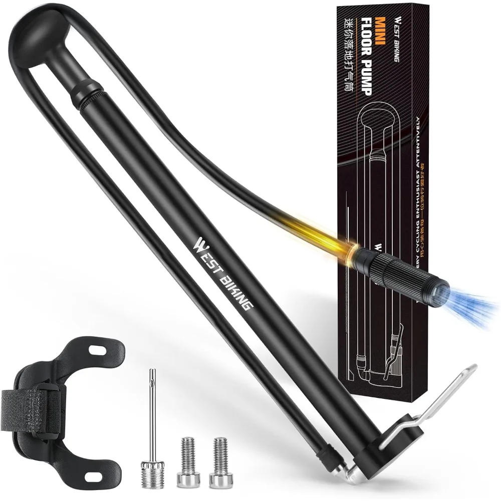 

Мини-велосипедный насос, портативный велосипедный насос, напольный велосипедный насос из алюминиевого сплава 160 фунтов на квадратный дюйм подходит для клапанов presta и schrader, легкий воздушный велосипед