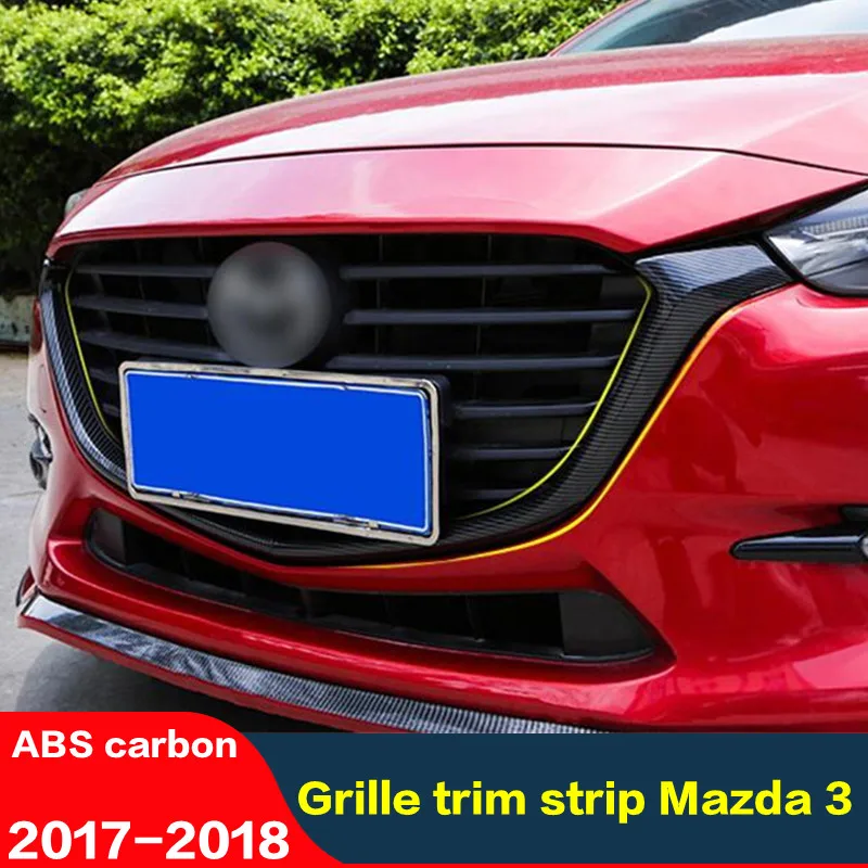 Car Grille Trim Strip Splitter For Mazda 3/2017 2018 ABS FRONT Bumper RACING Grills Cover ACCESSORIES Body Kit