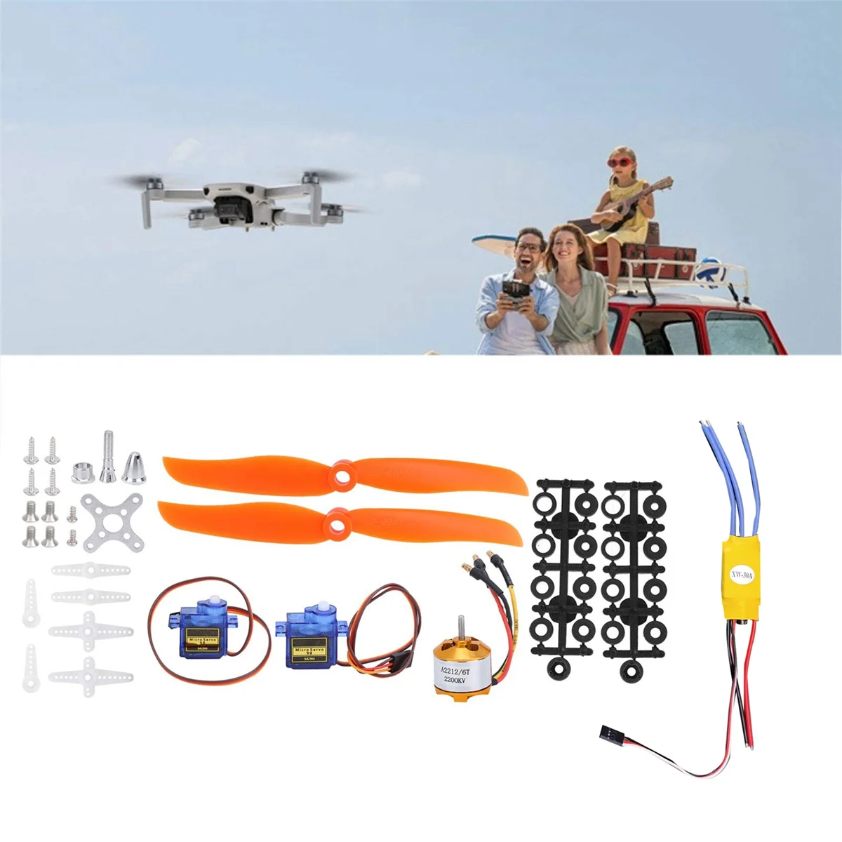 ADEGBO-Improved SG90 Servo 2212 KV2200 Бесщеточный двигатель 30A Комплект электродвигателя ESC