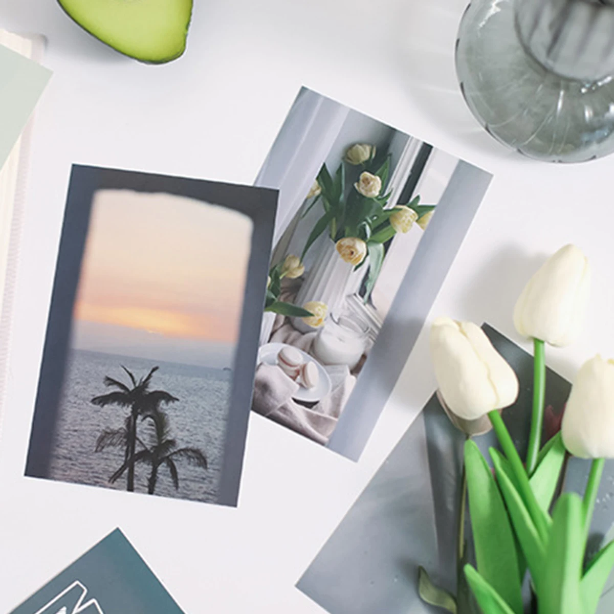 30枚のラッキーライフテーマポストカード、花のアルファベット要素、壁装飾材料、リビングルーム、教室（ステッカー48枚付き）