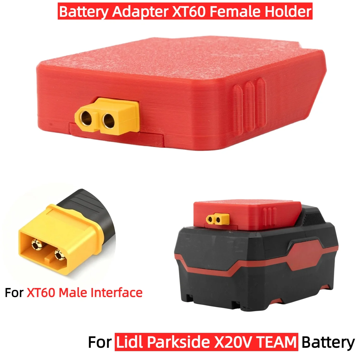 

Адаптер-переходник XT60 (гнездо) для аккумулятора Parkside X20V на XT60 (штекер) для инструментов для модификации 20В DIY-оборудования