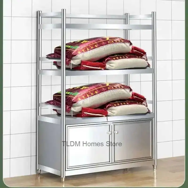 أرفف أثاث، خزانة ميكروويف قائمة على الأرض، خزانة مطبخ منزلية من الفولاذ المقاوم للصدأ، خزائن مطبخ متعددة الطبقات