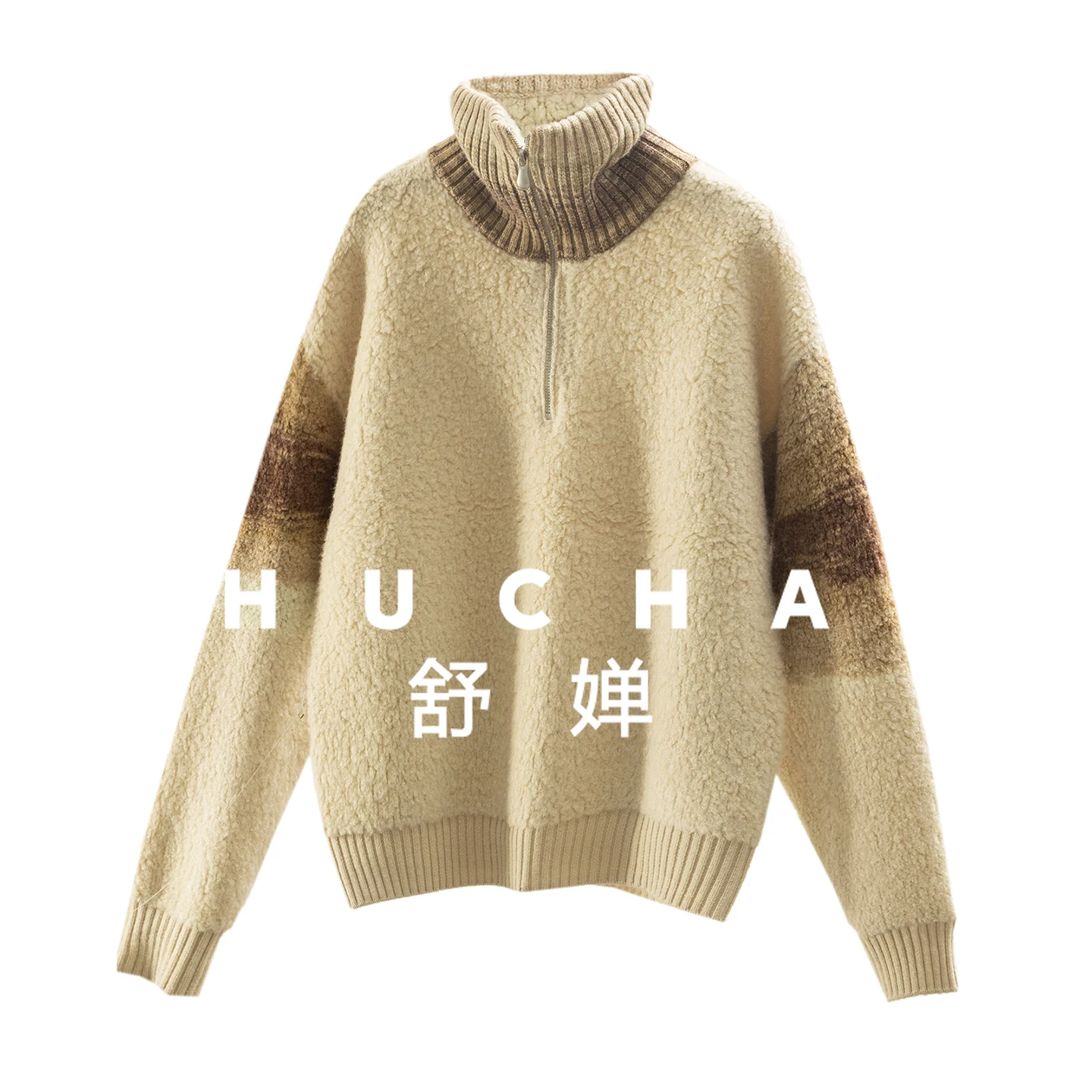 

690g Teddy Fleece, Cabinet Soft Waxy 100 Wool Zipper Semi-open Cardigan Women 71E4 Blusa Inverno Feminina Winter Clothes Women
