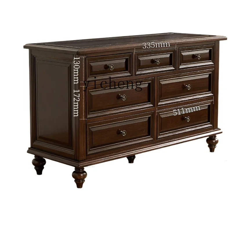 all solid wood seven chest cabinet living room wall chest rural pastoral retro bedroom storage cabinet