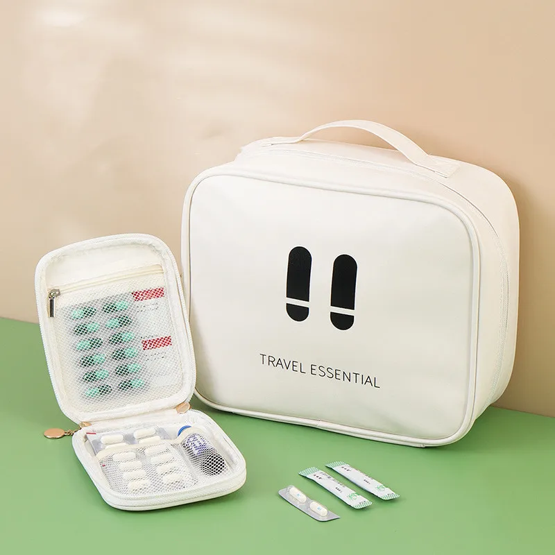 Borsa per imballaggio per medicinali da viaggio Mini Kit di pronto soccorso portatile in pelle PU scatola medica per riporre gli accessori per sacchetti di emergenza per la casa