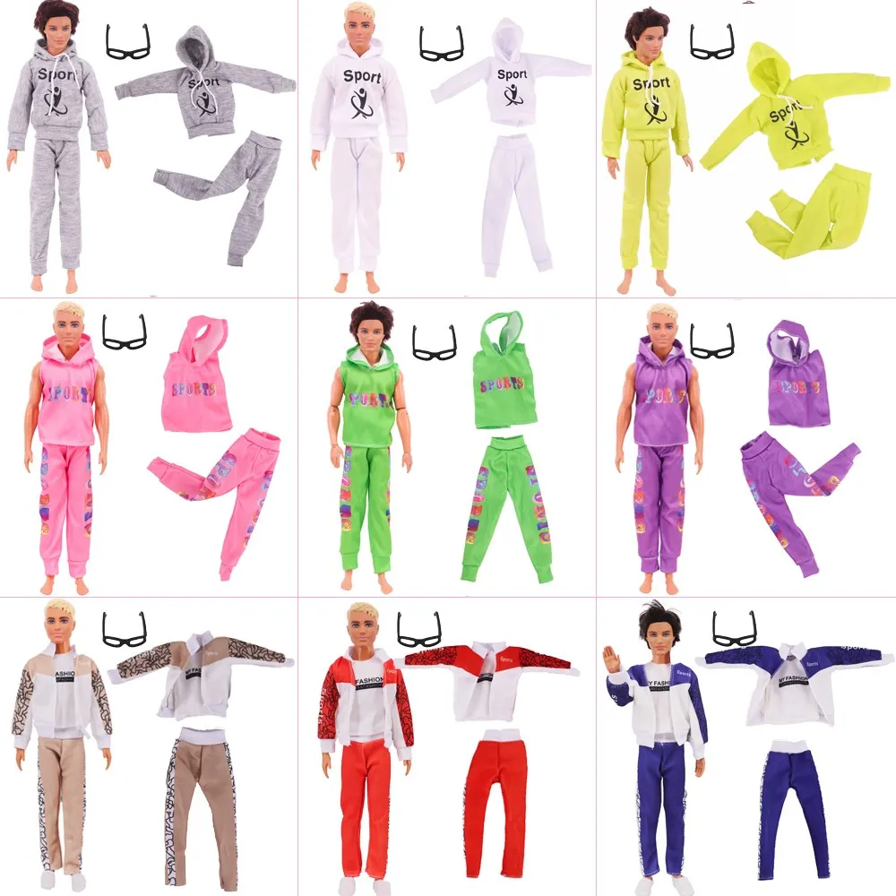 1 Set 30cm Ken Doll Clothes Sports Suit Daily Wear for Doll Boyfriend Ken Cloth 1/6 Doll Accessories Free Glasses Birthday Gift