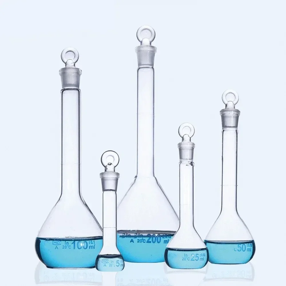 ストッパー付きメスフラスコ化学実験実験室ガラス1-5-10-20-25-50-100-200-250-500-1000ml