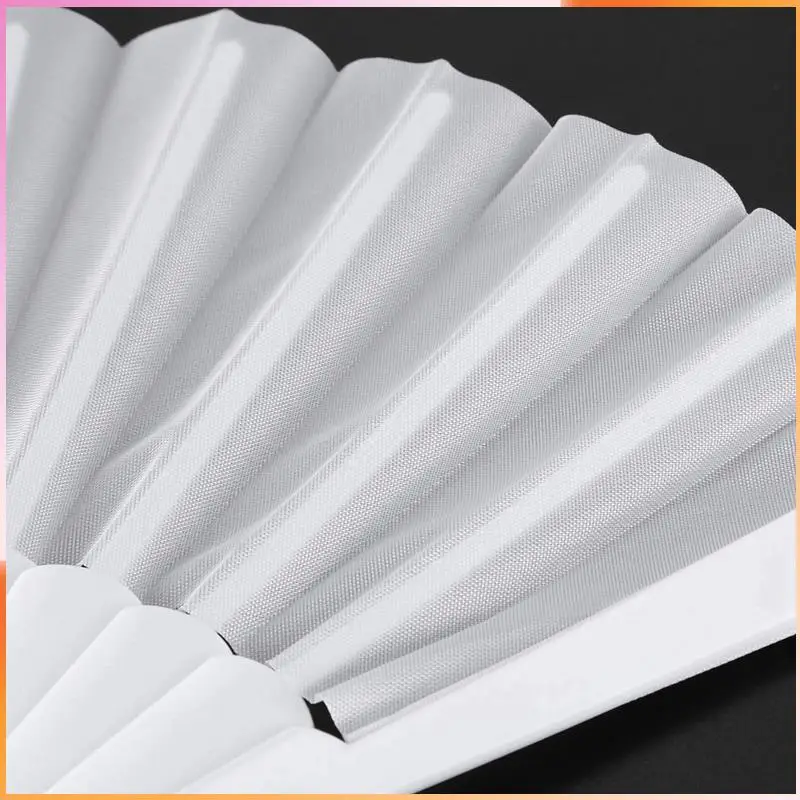 

A93Z 8X Plastic Fabric Hand Foldable Fan For Ladies Men White