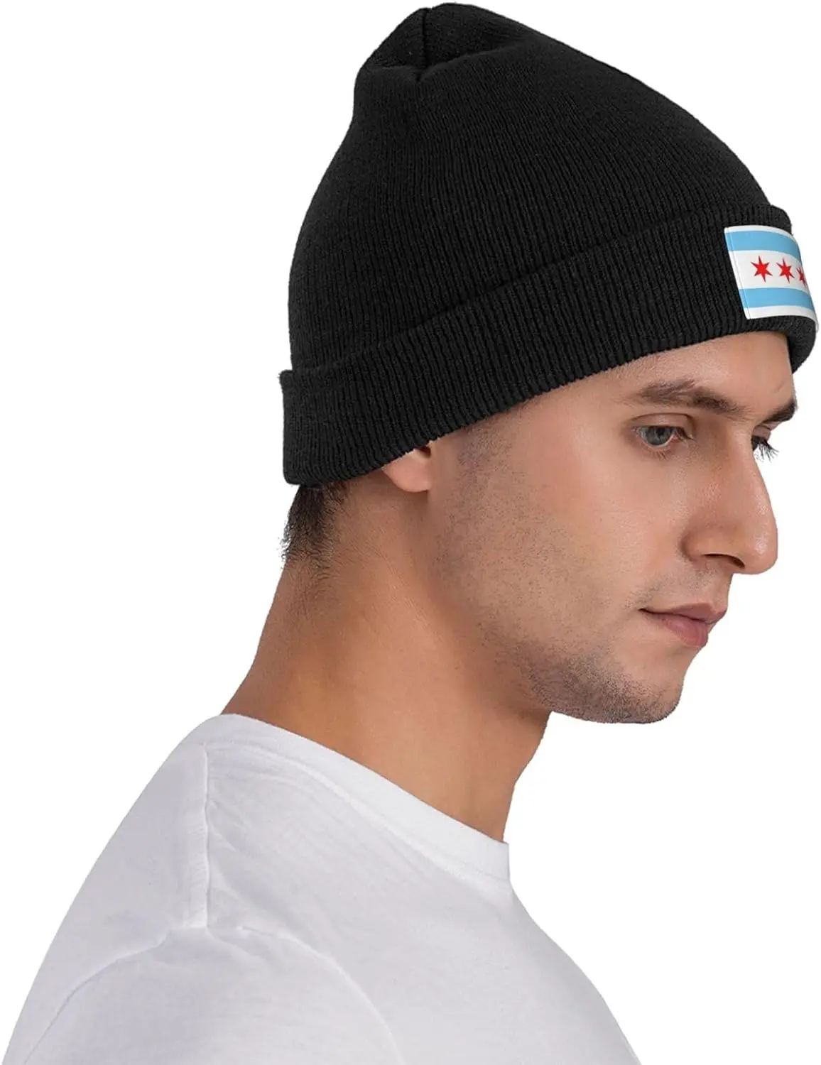 Cute Flag Knit Hat Men Women Soft Warm Winter Hats Patriotic Flag Ski Beanie Cap Black 6