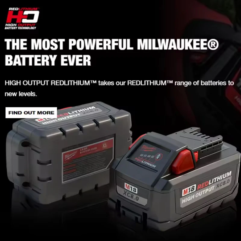 

For Milwaukee M18 8.0Ah 18V Lithium Battery 48-11-1880 Replacement 48-11-1860 48-11-1850 48-11-1840 M18 Battery
