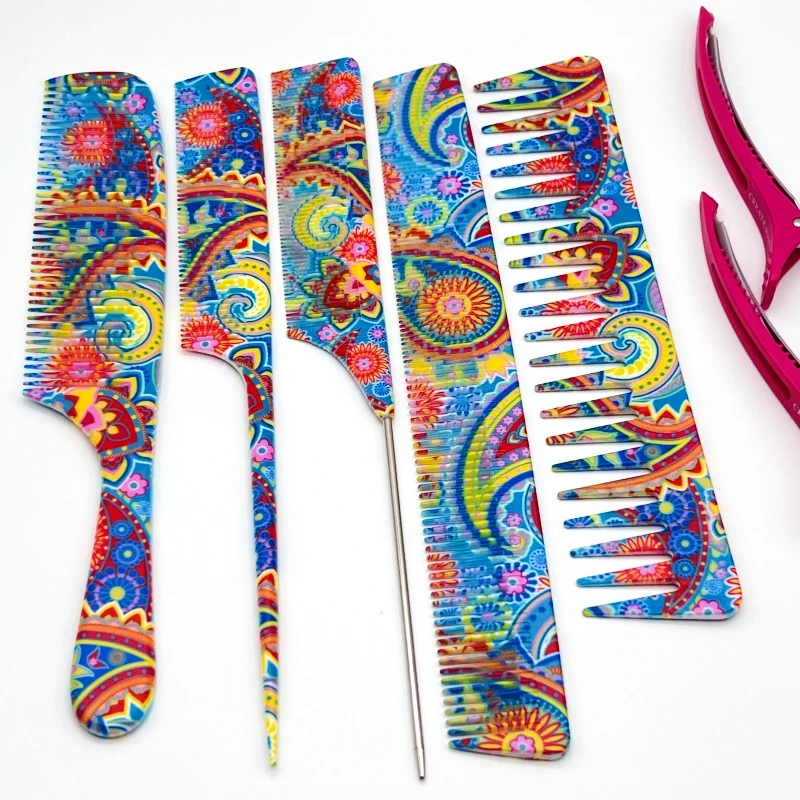 مشط الكتابة على الجدران مع مقياس صالون الحلاقة أمشاط قص الشعر تصفيف الشعر المهنية فرشاة الشعر أدوات تصفيف صالون الشعر