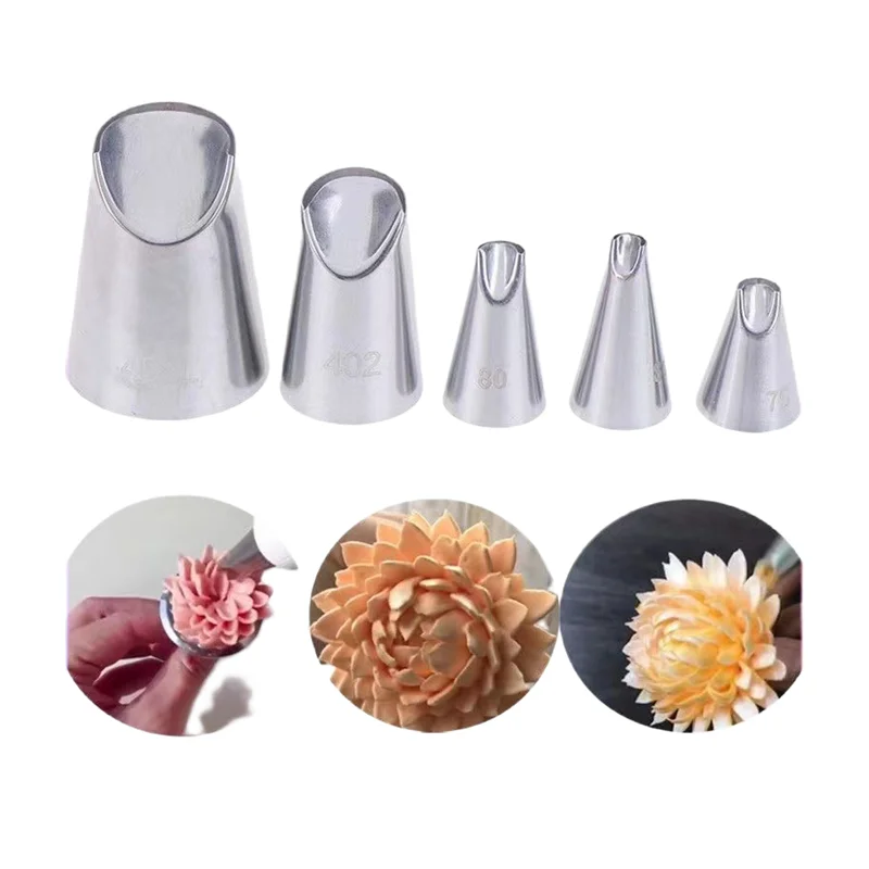 

5Pcs Large Medium and Small Cream Nozzles Set Decoration Pastry Bakery Utensils Cake Decorating Baking Accessories and Tools