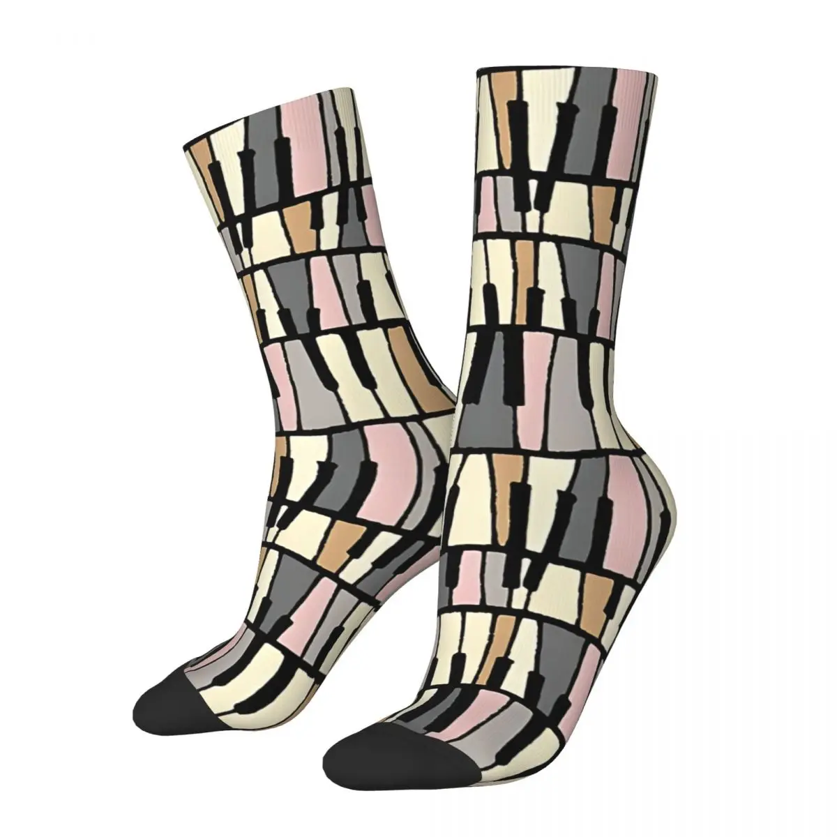 Retro Vintage Piano Keyboard Art Socks Men's compression Socks Unisex Harajuku Pattern Printed Novelty Crew Sock