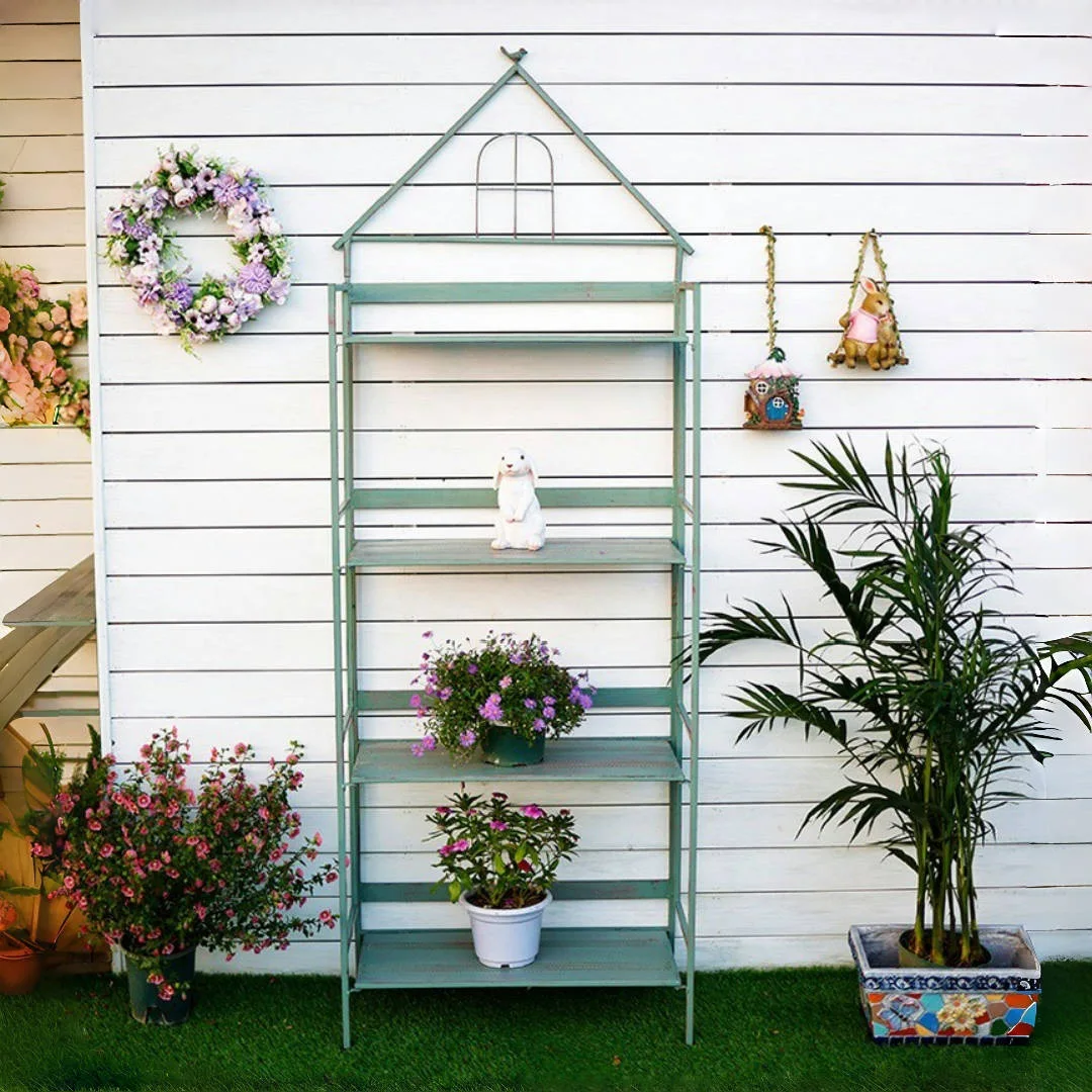 Wrought iron old flower rack, starting from one piece, simple balcony succulent flower pot rack, floor display rack.