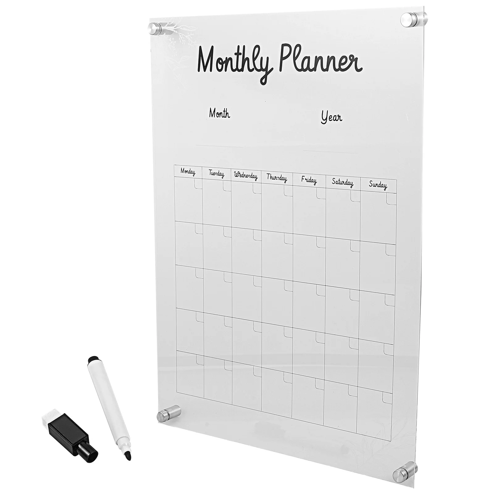 1 set 1 Set Clear Acrylic Weekly Planning Board Erasable Message Memo Display For Office School Home Study Kitchen Use