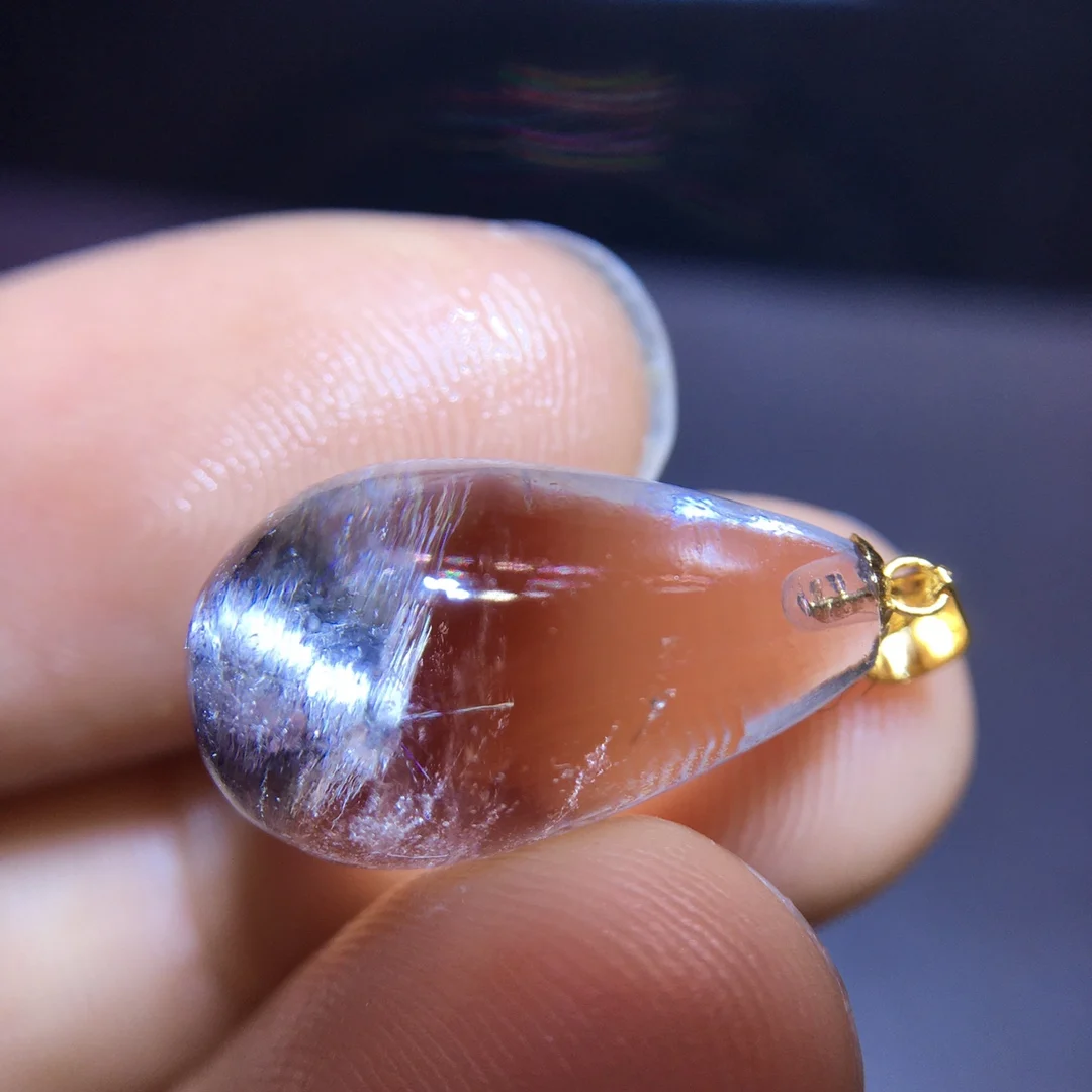 

Натуральный Брукит, платина, черный рутилированный кварцевый кулон 18,3/10,8 мм, капля воды, женские и мужские ювелирные изделия из бисера, мода AAAAAA