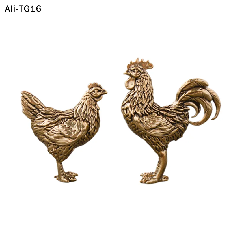 【YY】 2 Stück/1 Stück 2025, neue Kupfer-Hahn- und Hühnerornamente, Messing-Hahn, kleine Statue, Büro-Desktop-Ornamente, Tee-Haustier-Bastelarbeiten