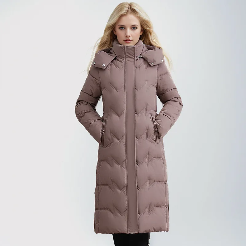 Cappotto Parka lungo da donna invernale Tinta unita Slim Fit Giacca imbottita con cappuccio da donna ispessita Cappotto taglie forti per signora
