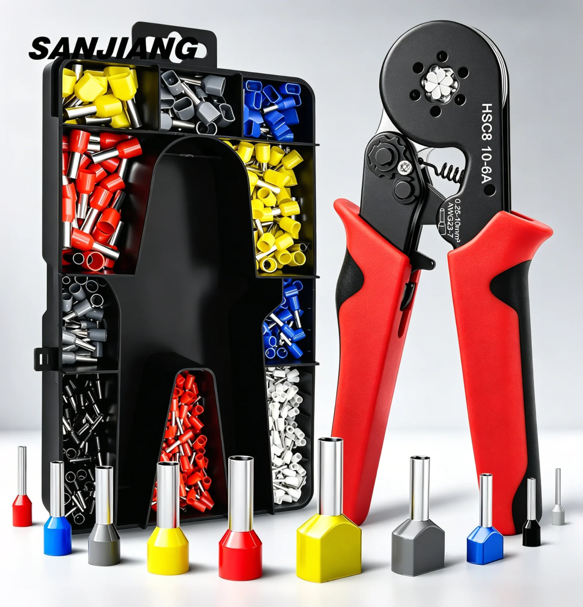 

Ferrule Crimping Tool Kit with Hexagonal Ratchet Wire Crimping Pliers,TE/VE Tube Type Terminal Connectors for Wire Connectors