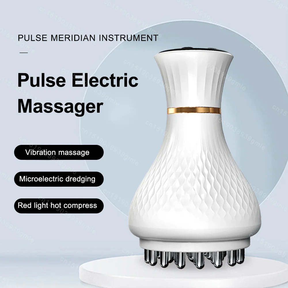 Electric Meridian Brush Microcurrent Pulse Scraping Instrument Red Light Heating Vibration Massage Slimming Up Full Body Massage
