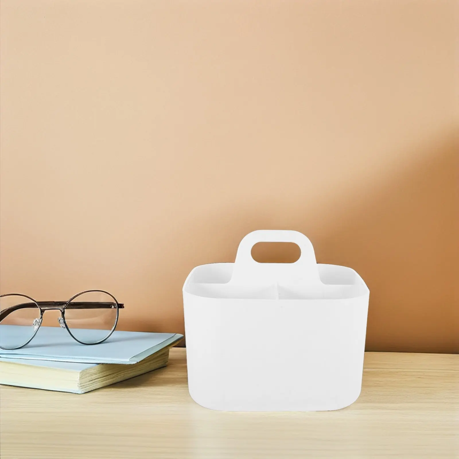 

Органайзер на 4 отделения с ручкой, прочная пластиковая корзина для хранения ручек, художественных принадлежностей, канцелярских товаров для офиса, дома, школы, стола