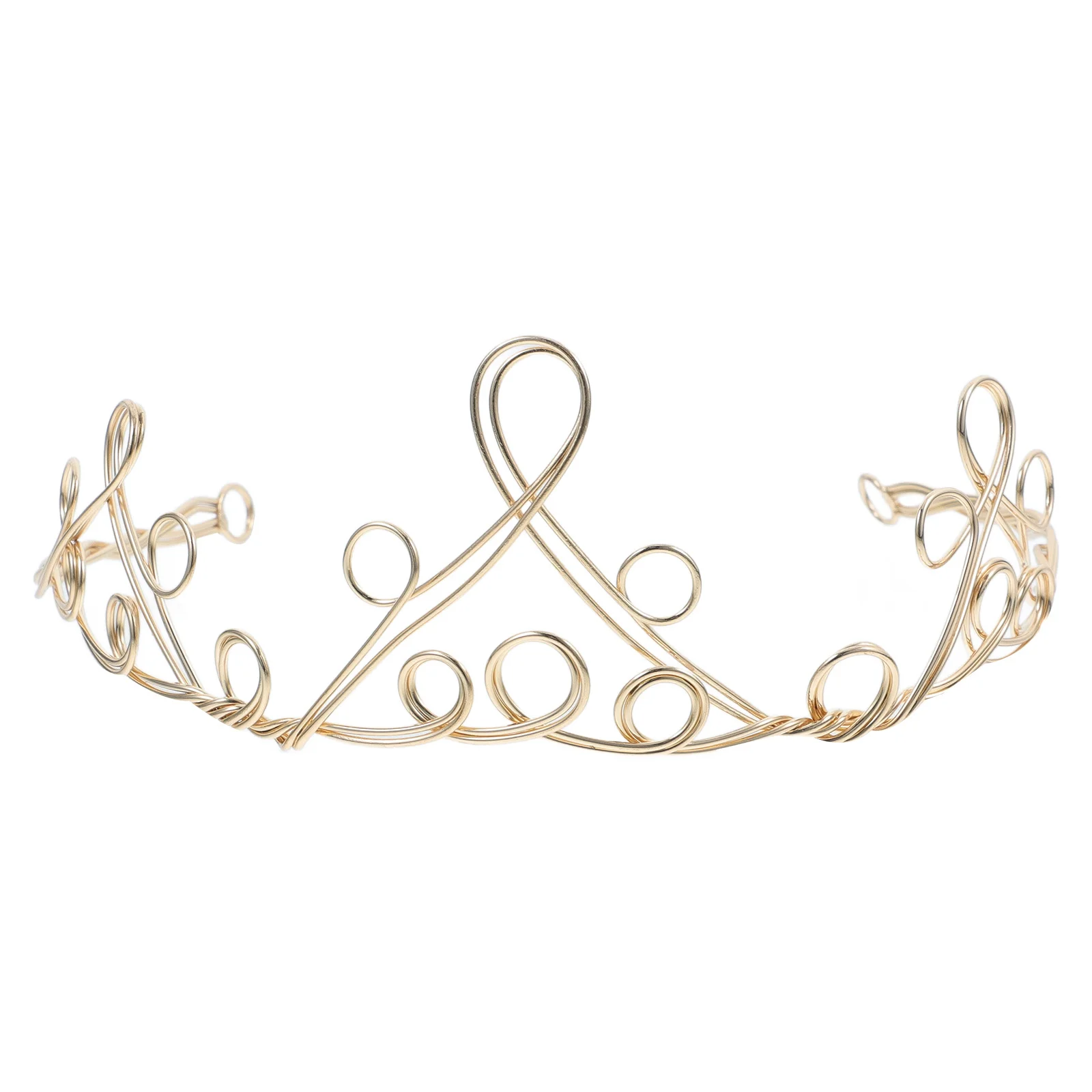 

1pc Diy Copper Winding Crown Handcraft Hair Accessory Golden For Women Party Birthday Ceremony Decor Craft Headwear