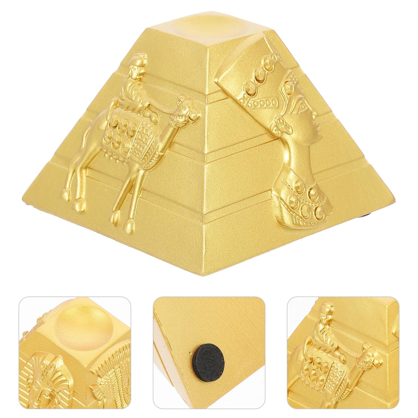 

Resin Crystal Ball Holder Desktop Sculpture For Home Office Decor Resin Crafts Ornament Pyramid Shape Adorn