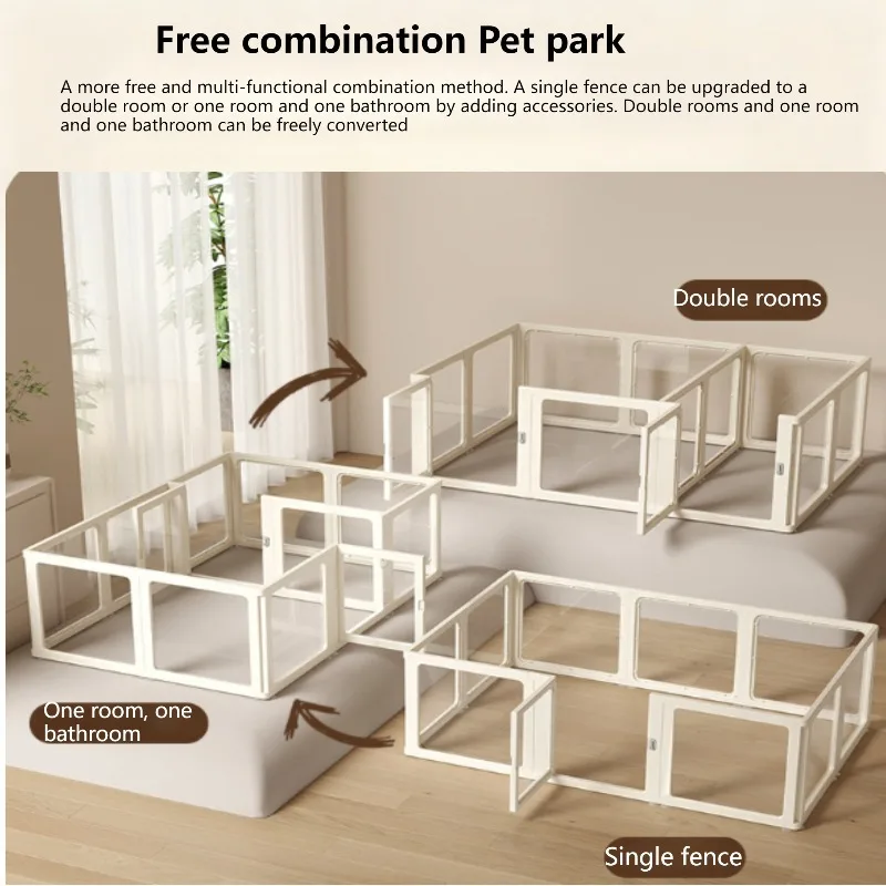 Indoor DIY pet enclosure with transparent acrylic large space and double suction cup design, freely combinable cat and dog yard