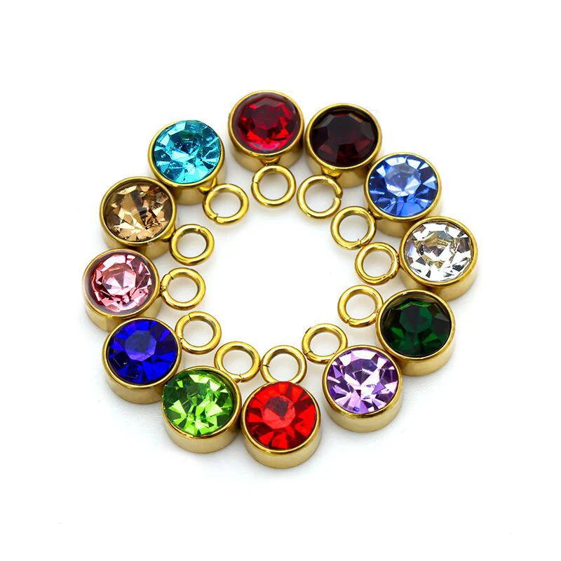 Medfoly pingente de pedra de aniversário, acessórios diy, hipoalergênico, removível, corrente de clavícula, pingente para fazer jóias