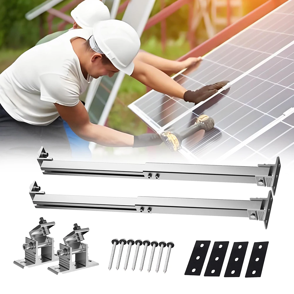 

Solar Panel Tilt Bracket Aluminum Alloy Solar Holder End Clamp Kit Adjustable Solar Panel Mount Support 15-30 Degrees