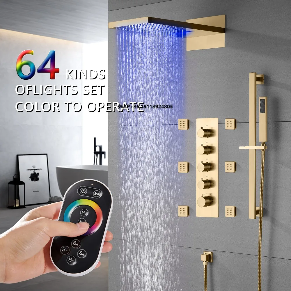 Bathroom Shower Set System Smart Showers With Lifting Rod 4+1 Shower Faucet  Metal Function