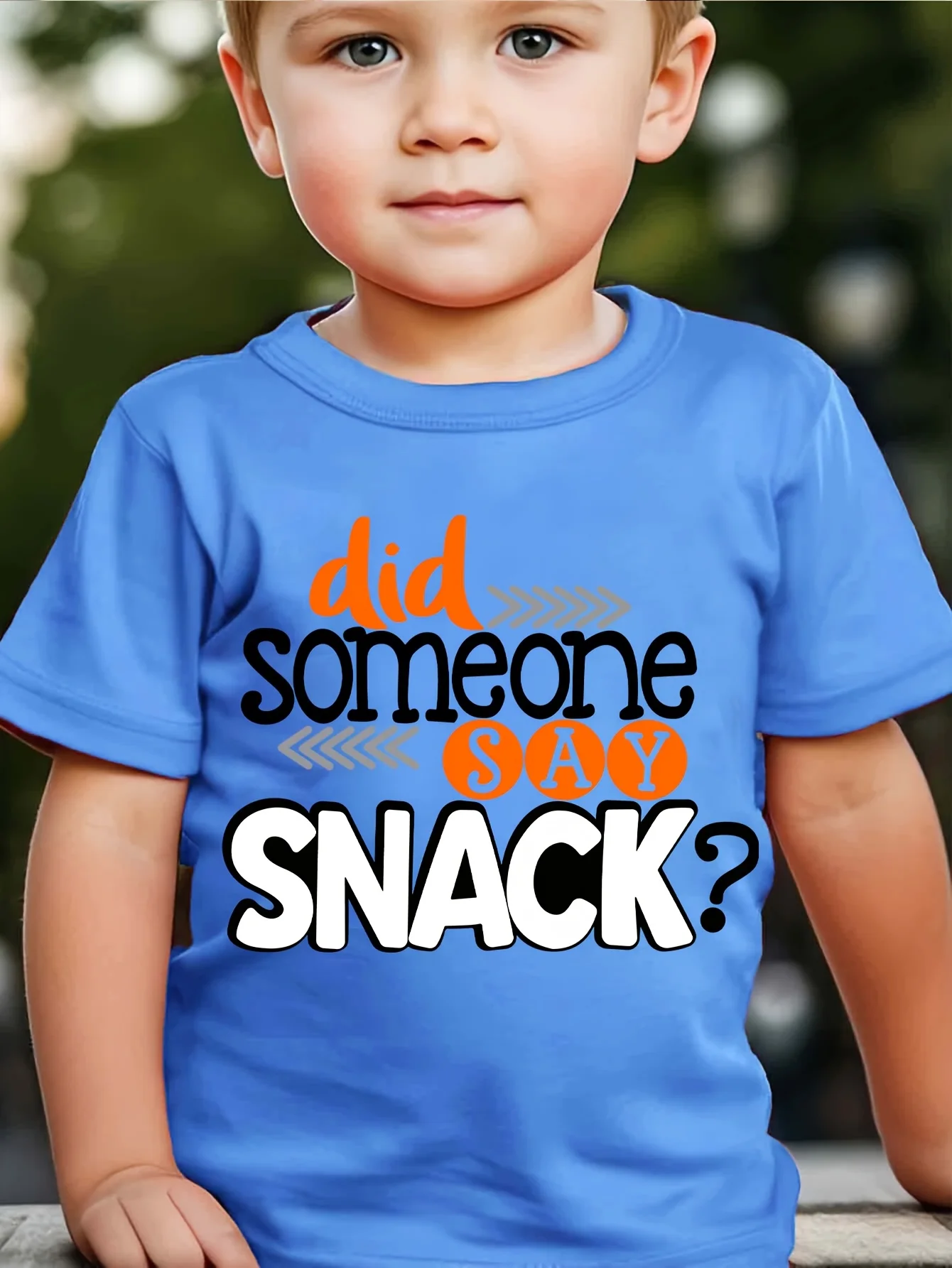Did Someone Say Snack Funny Letter Slogan Text Graphic Print T Shirt Family Matching Boys Girls Kids Casual Short Sleeve Tops