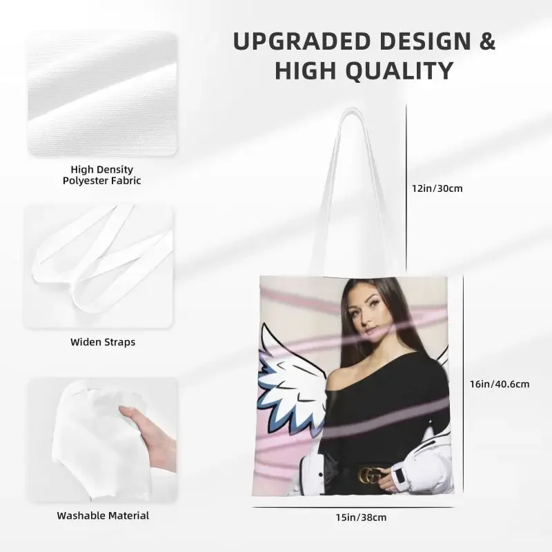 Custom Beautiful Eva Queen Shopping Canvas Bags Women Portable Grocery French Singer Shopper Tote Bags image 3