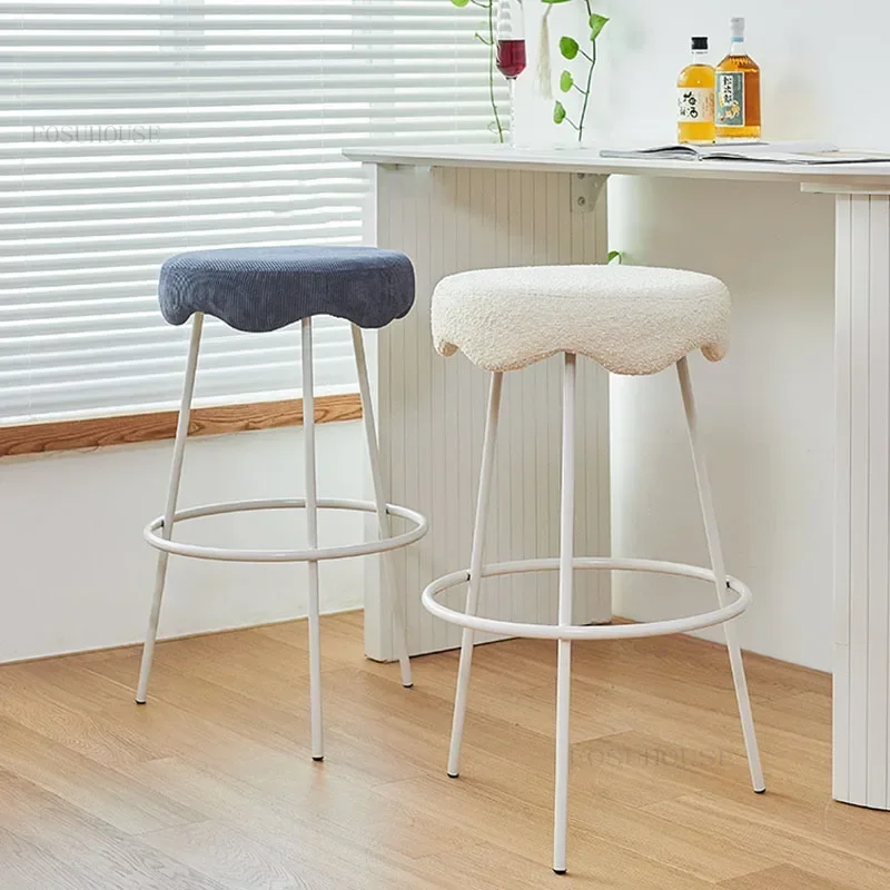 Nordic Wrought Iron Bar Stools for Kitchen Furniture Retro High Stool Modern Minimalist Designer Household Coffee Shop Bar Stool