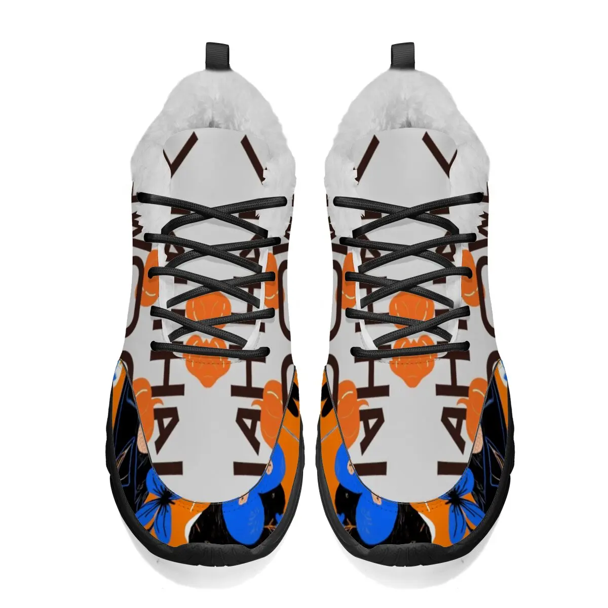 

New Round-toe High-quality Lace-up Color-blocking Christmas Pumpkin Cat's Eye Ghost Skull Pattern Flat Casual Sports Shoes