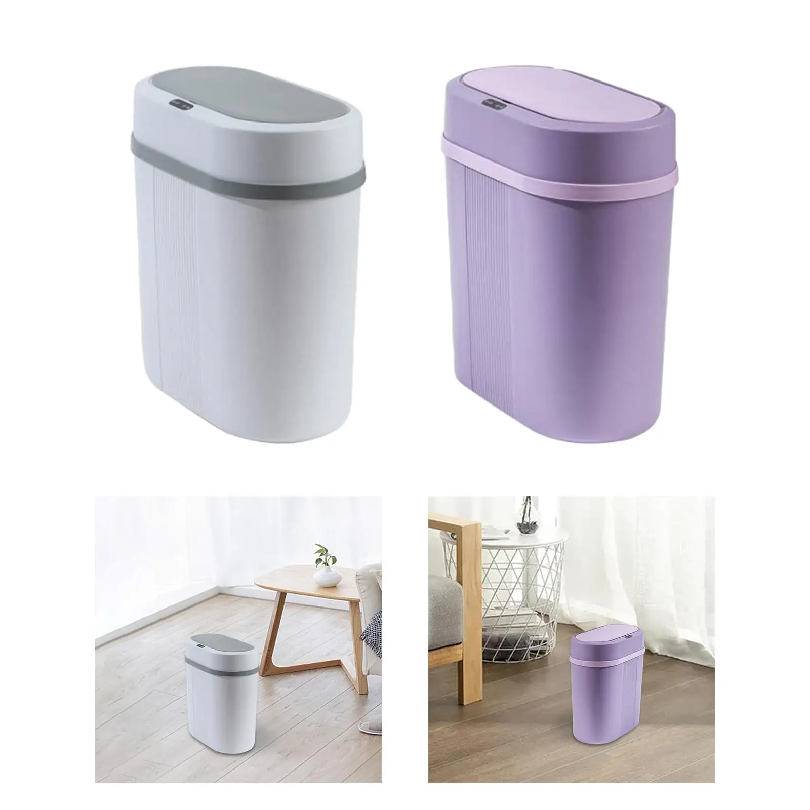 Smart Touchless Garbage Bin 12 Liter Trash Can Sturdy Multifunctional Slim Size Waste Container Space Saving for Bedroom