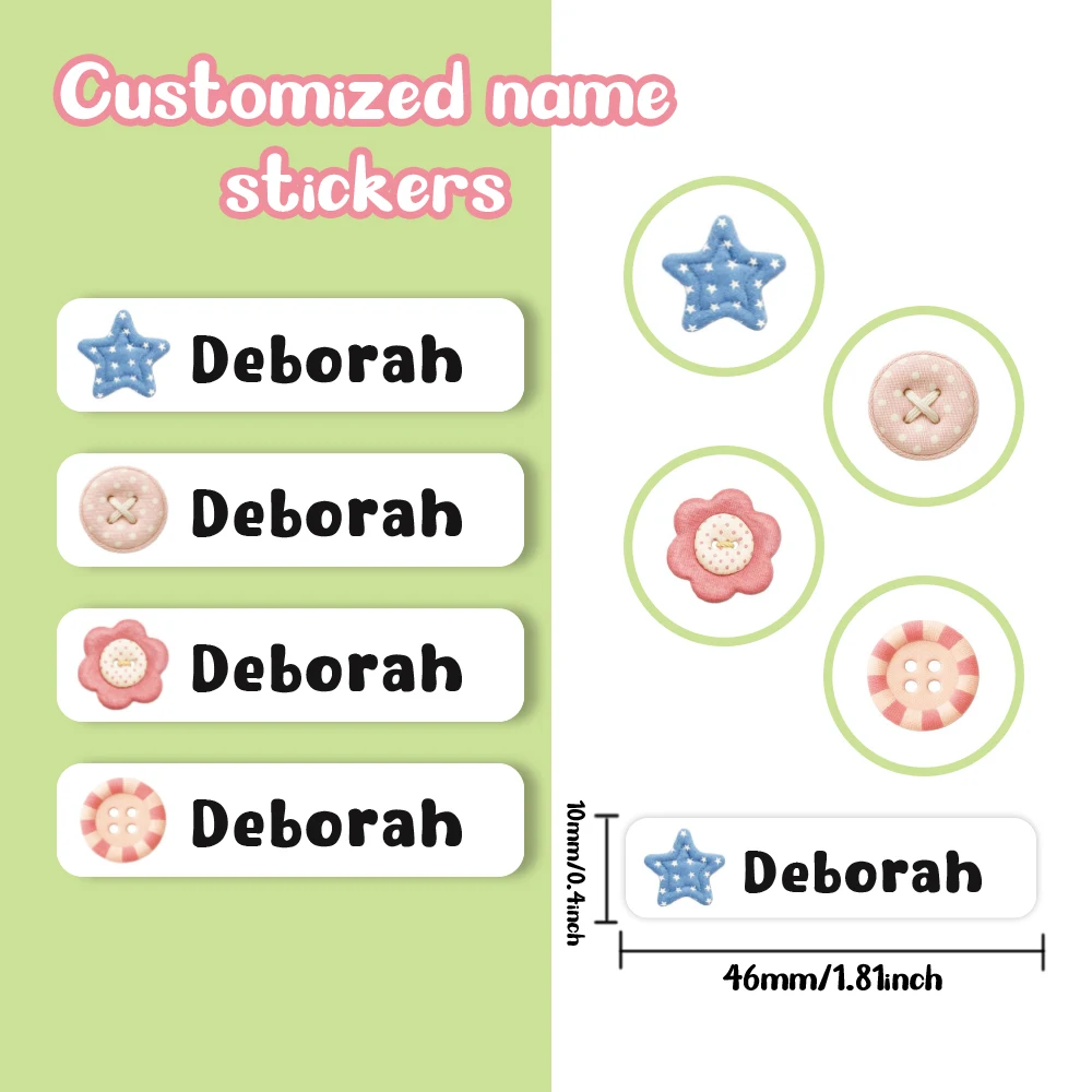 Custom Flower Name Sticker,Transparent Waterproof Stickers for Kids,diy Name Labels for School Bag Bottles Box Mug Uniform view 2