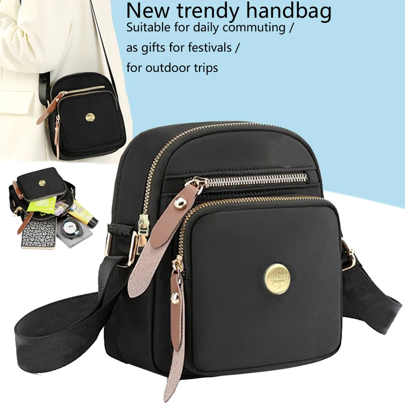 Comfort Lightweight Women Nylon Crossbody Purse Multi‑Compartment Small Shoulder Bag for Shopping Short Trip Daily Use
