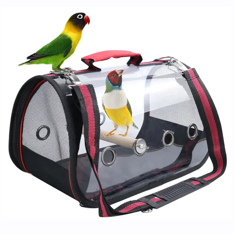

Lightweight And Portable Bird Parrot Carrier Transparent Breathable Travel Cage Bag For Pets