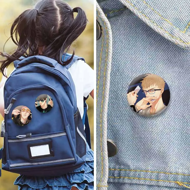 الفردية الكورية أنيمي 19 يوما شارات مستديرة الكرتون المفاجئة في بروش DIY بها بنفسك ظهره الملابس التلبيب دبوس اكسسوارات مجوهرات هدايا