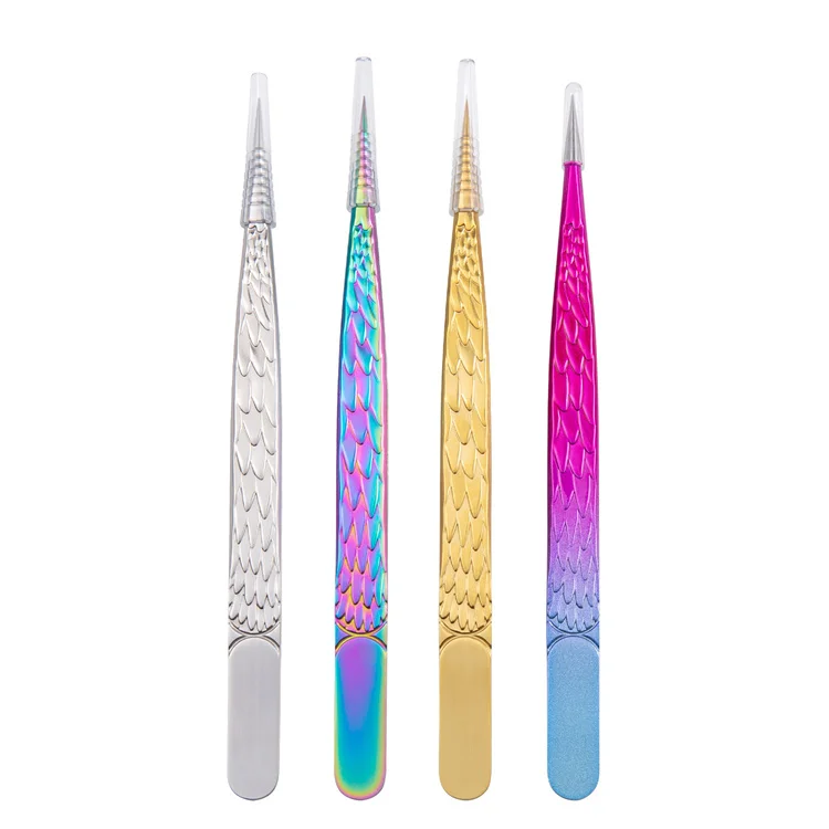4PCS Falsche Wimpern Pinzette Set Für Wimpern Extensions Liefert Edelstahl Augenbraue Clip Zange Professionelle Nail art Make-Up-Tools – Detail 7