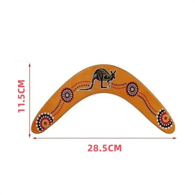 Wooden V-Type Kangaroo Print Boomerang Outdoor Throwing Sports Prop Beach Yard Multi-player Party Leisure Interactive Training