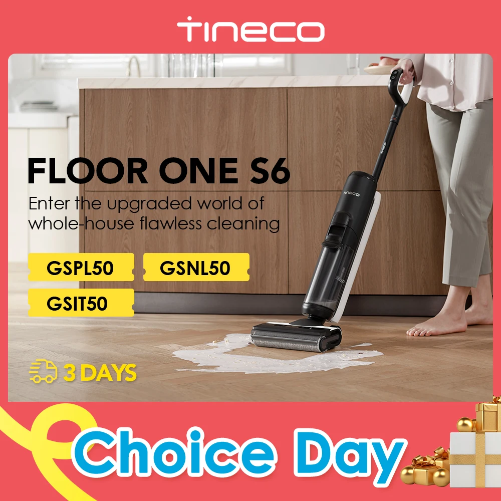 Tineco Floor One S6 Cordless Wet Dry Vacuum Cleaner Floor Washer Mop All-in-One for Hard Floors LED Dual-Sided Edge Cleaning