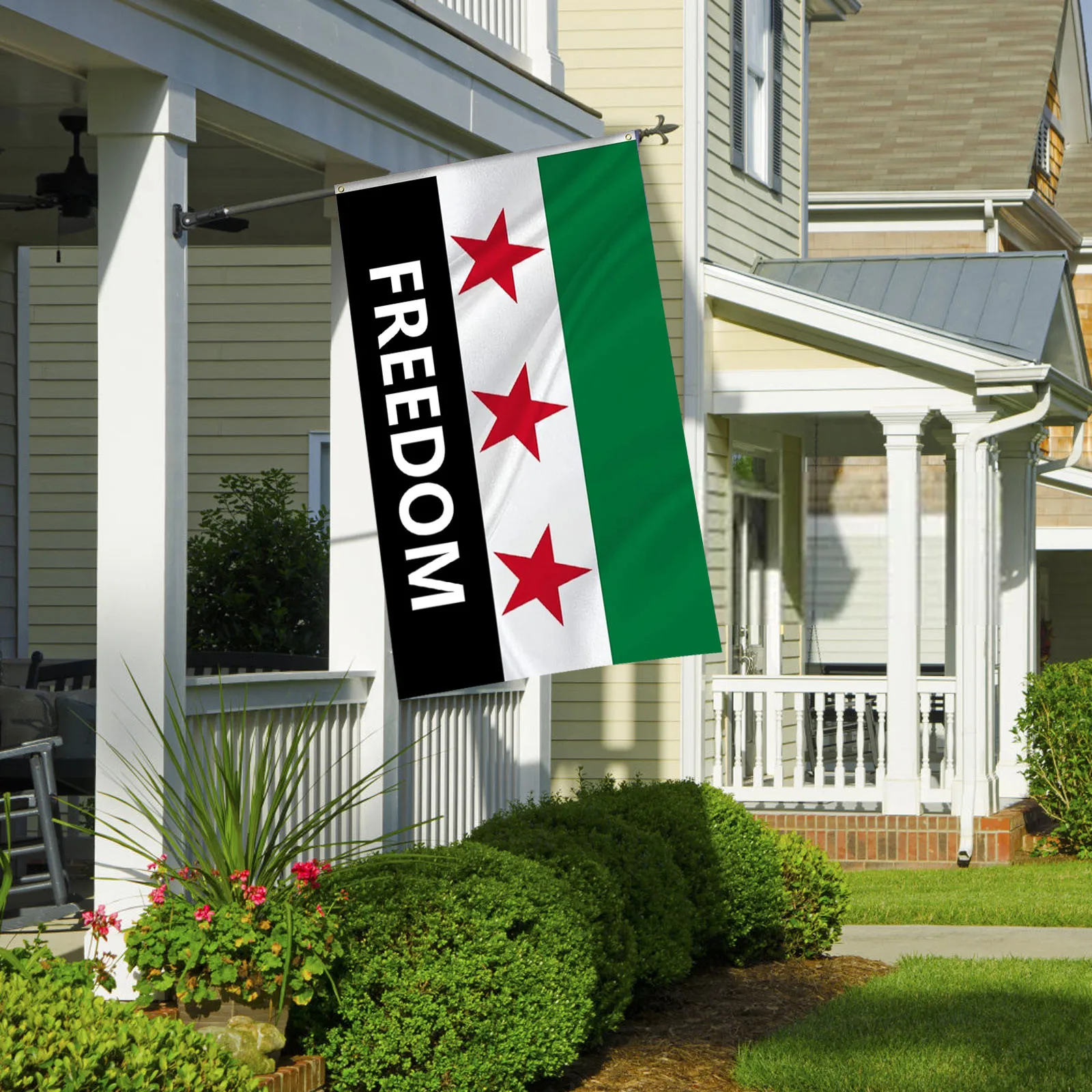 Free Syrian Flag Syrian Banner 3x5ft Premium Quality Of Syria Syrian Arab Flag With 2 Brass Grommets For Indoor Outdoor.